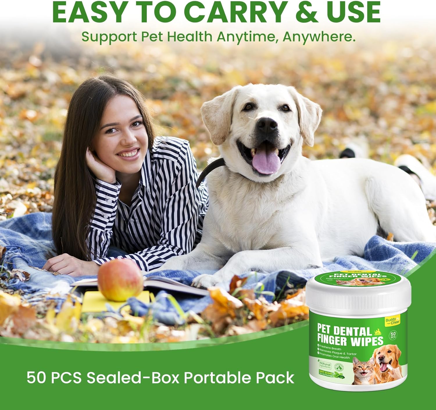 Mint Dental Wipes Pets Plaque Removal Fresh Breath