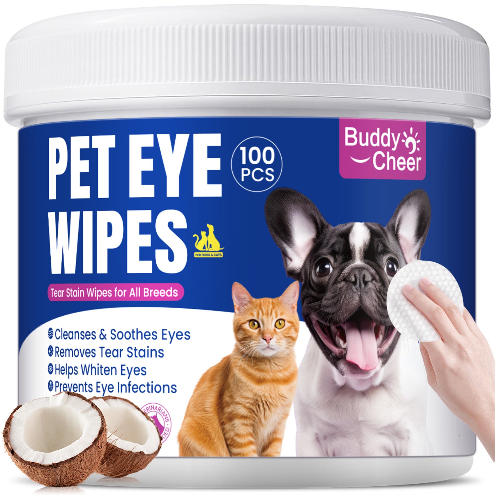 Eye Wipes & Tear Stain Remover for All Dogs & Cats - 50 pcs