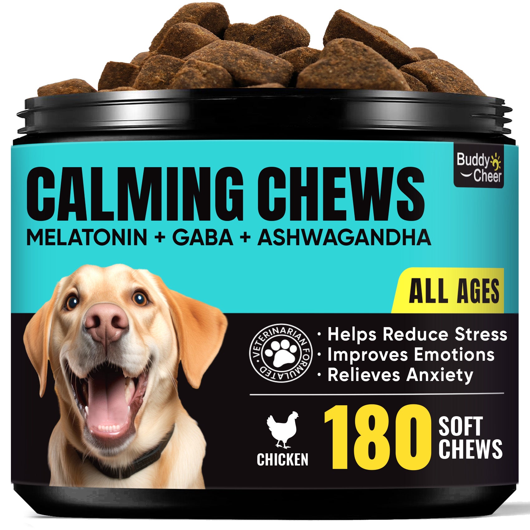 Calming Chews for Dogs – GABA & Melatonin for Fast-Acting Relief - 180 Ct