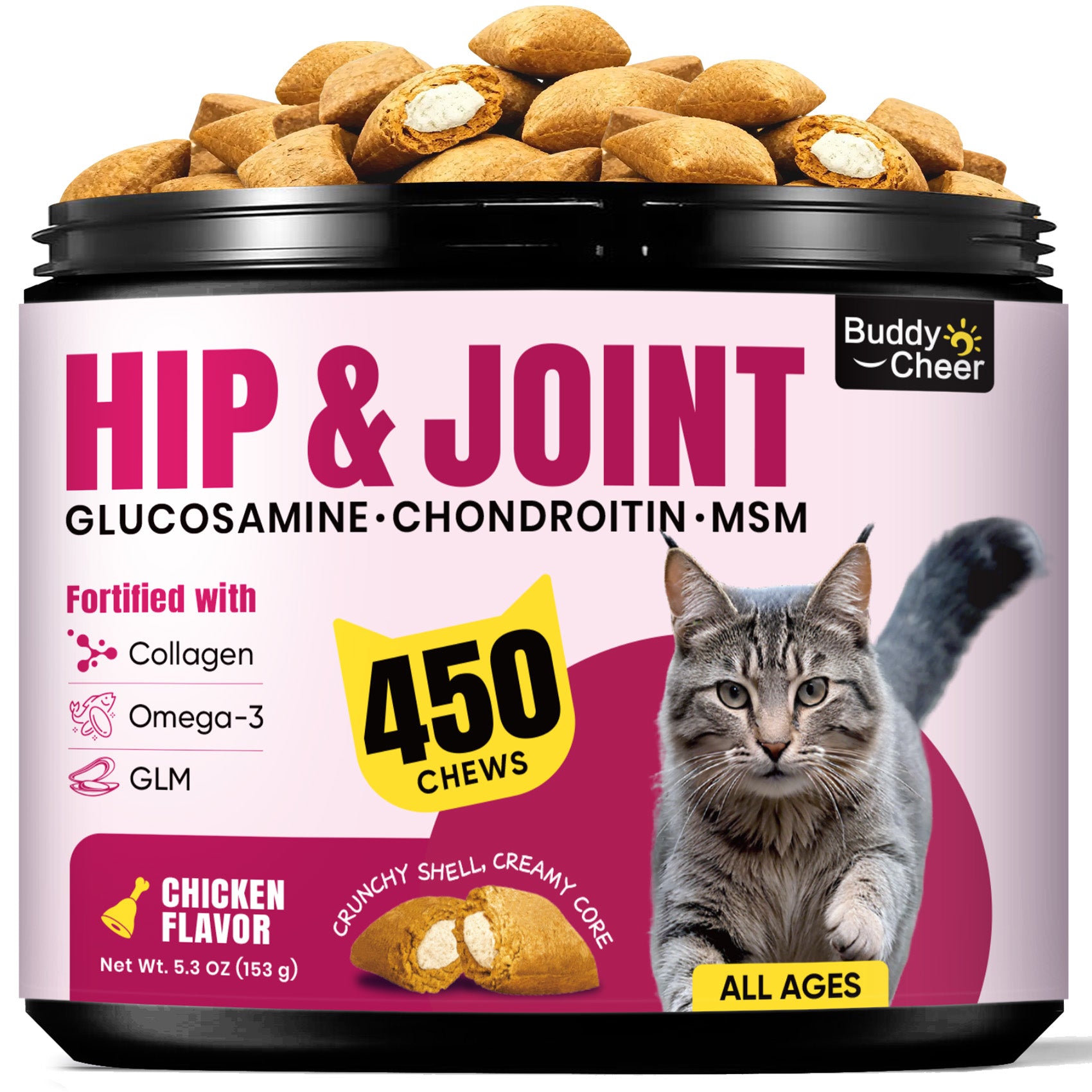 Cat Joint Supplement with Glucosamine Cat Joint Treats - 450 Ct