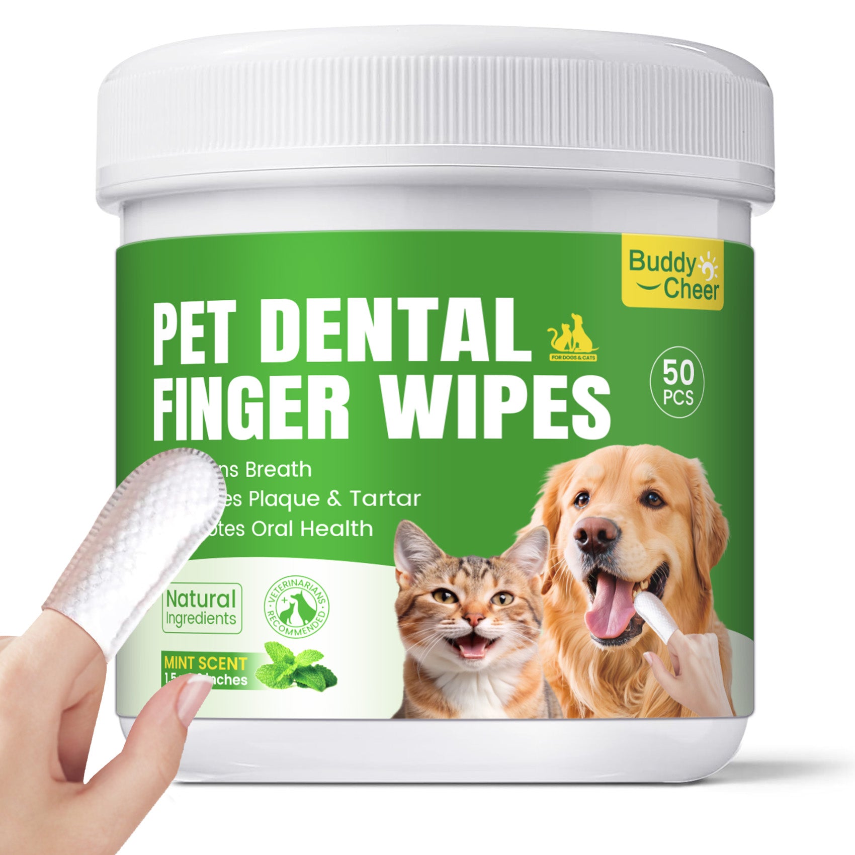No-Rinse Dog Dental Care Wipes - 50 Count - Mint