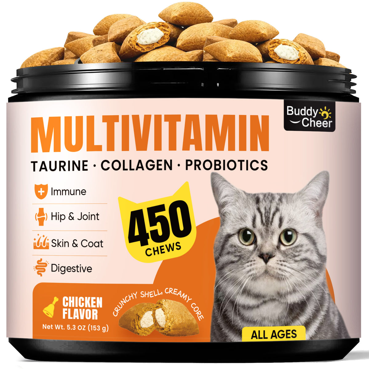BuddyCheer Cat Multivitamins with Taurine 450 Ct