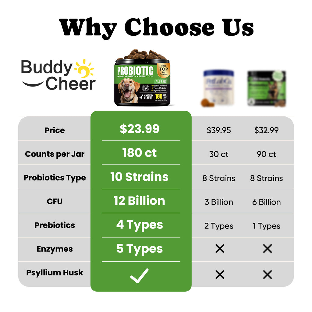 Dog Probiotics Chews with 5 Enzymes & 4 Prebiotics for Gut Health - 180 Ct