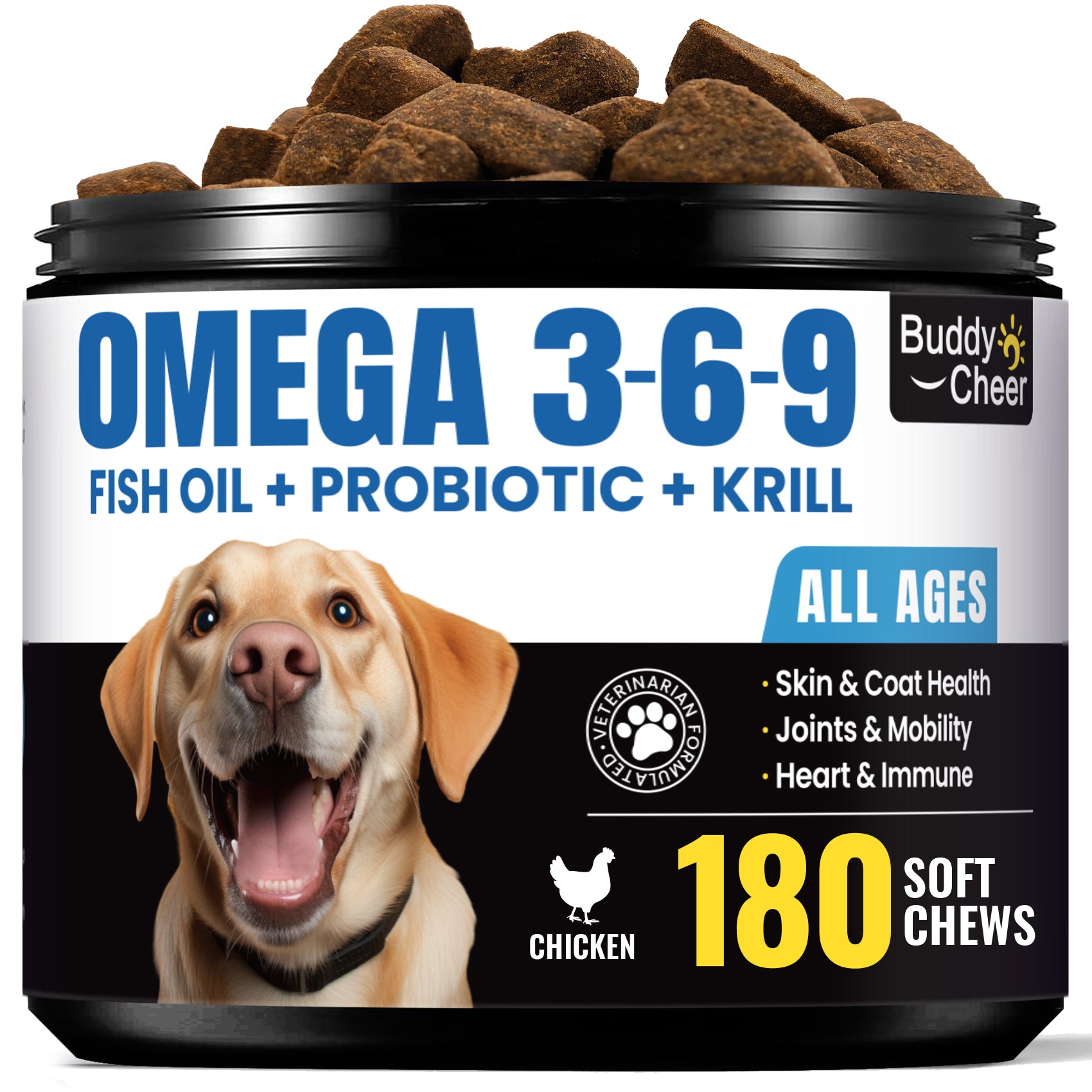 Omega 3 6 9 Salmon Oil Chews – Fish Oil Supplement - 180ct