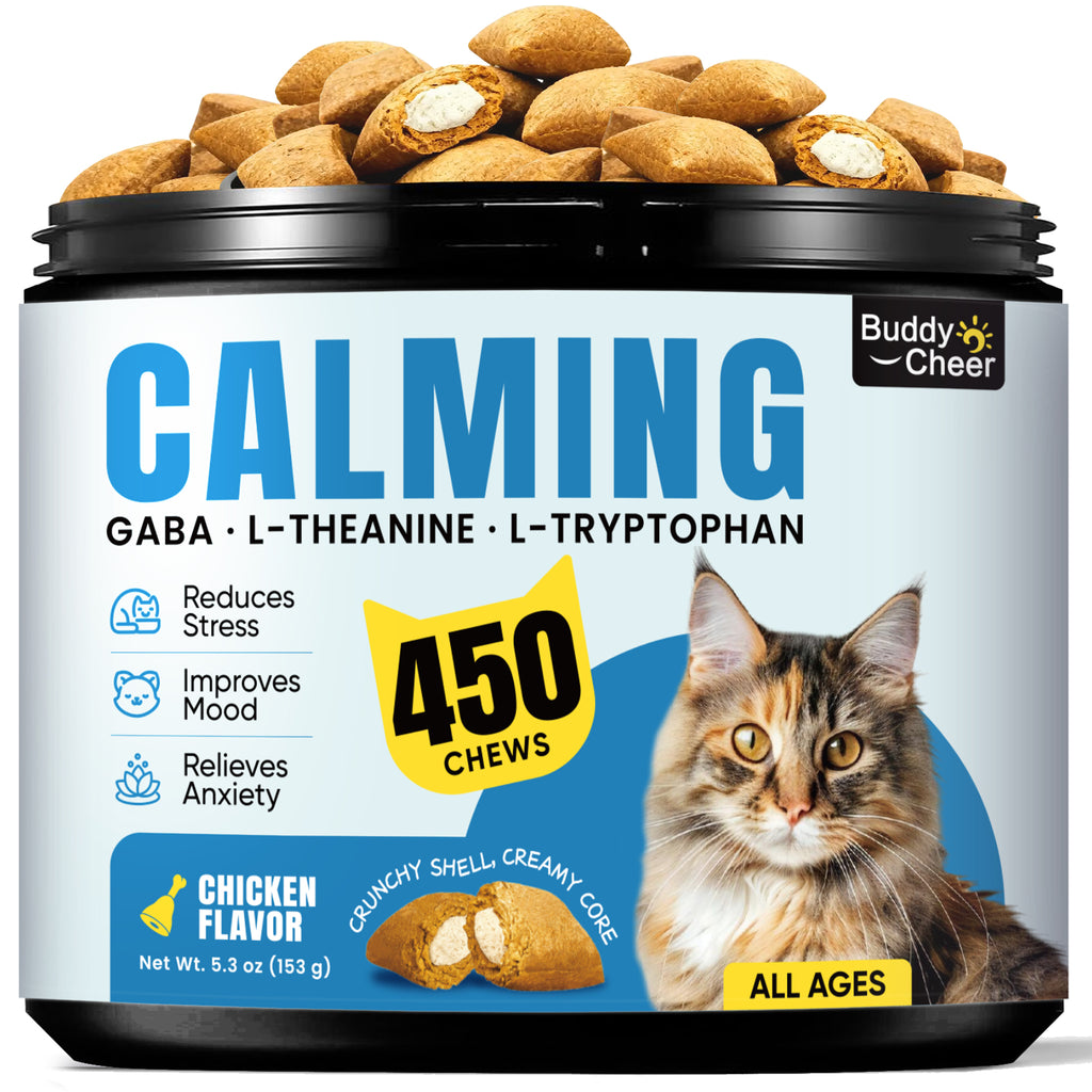 Calming Cat Treats with GABA for Grooming, Travel, Vet Visits - 450 Ct