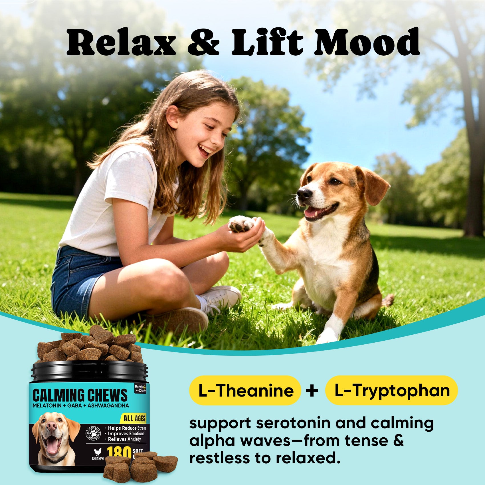 Calming Chews for Dogs – GABA & Melatonin for Fast-Acting Relief - 180 Ct