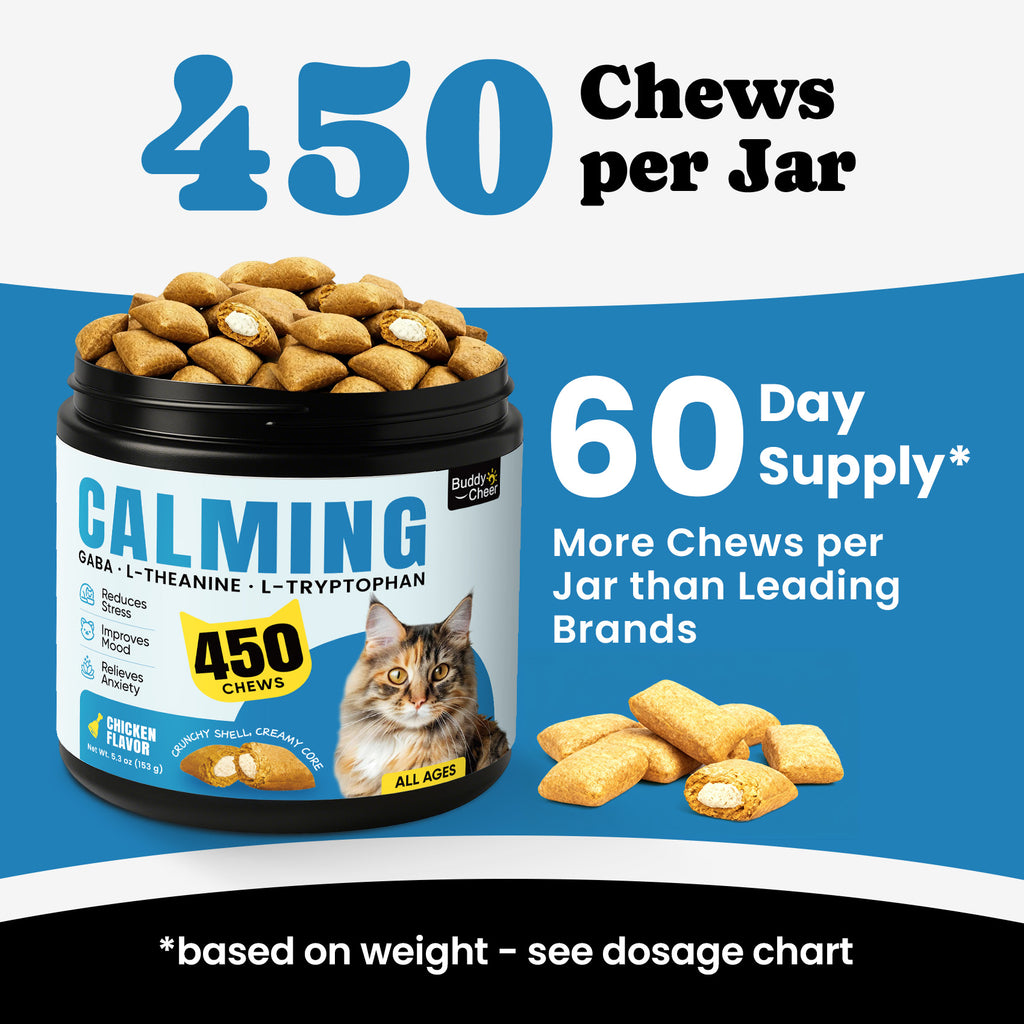 Calming Cat Treats with GABA for Grooming, Travel, Vet Visits - 450 Ct