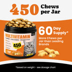 Cat Multivitamins Treats with L-Lysine & Taurine – 12 Vitamins & 5 Minerals - 450 Ct