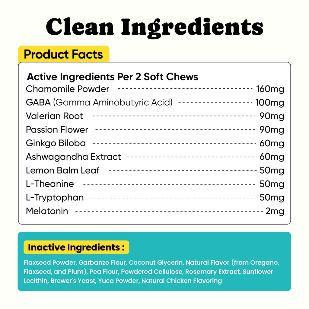 180 Ct Dog Calming Soft Chews Stress Relief