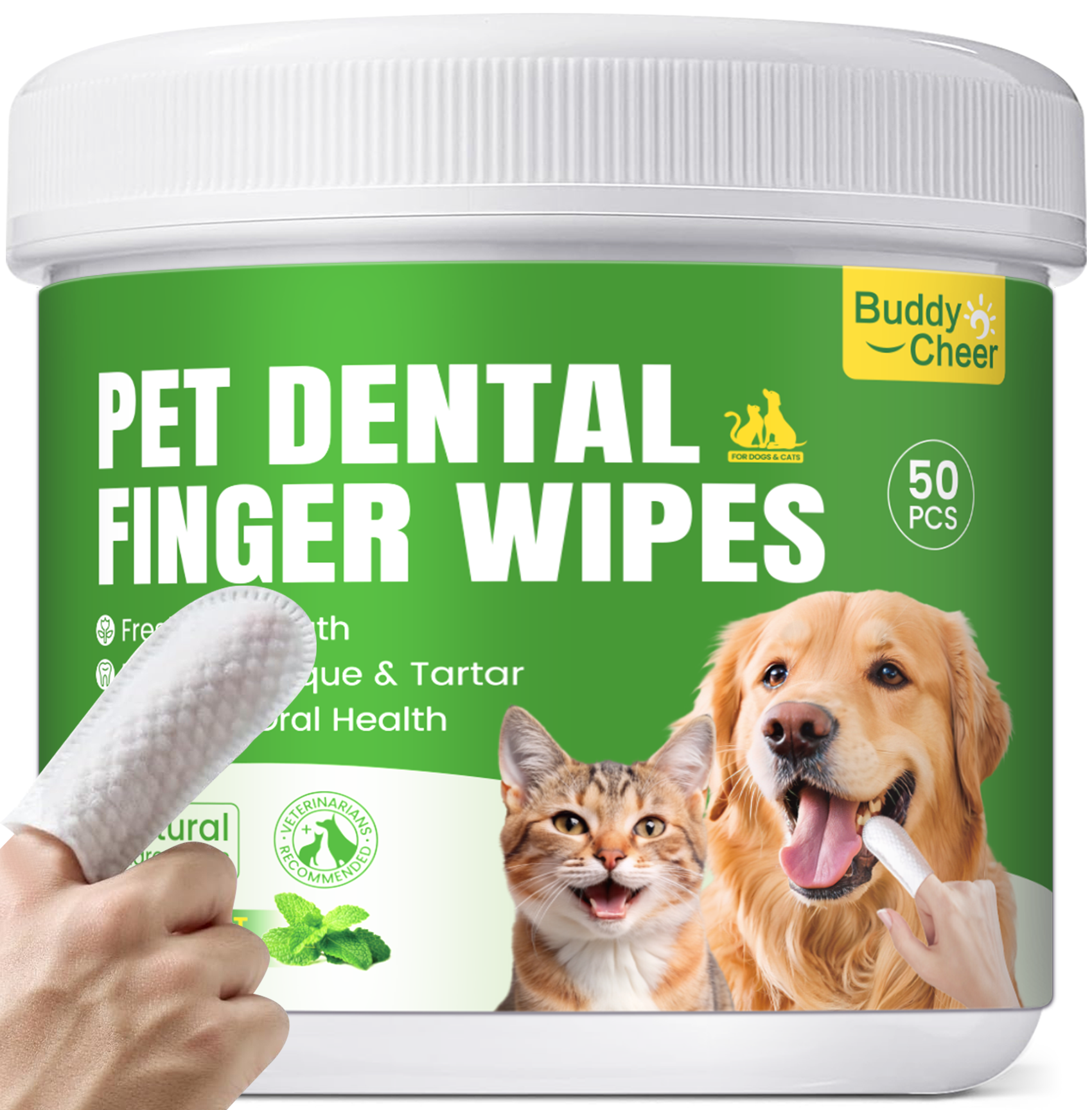 BuddyCheer Mint Dental Wipes Dog Cat Plaque Breath